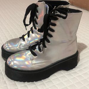 Metallic army boots